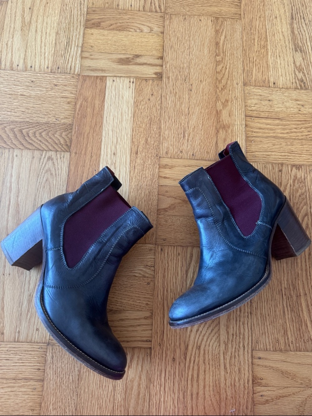 Anthropologie Liebeskind gray booties size 41 chunky heel 9.5